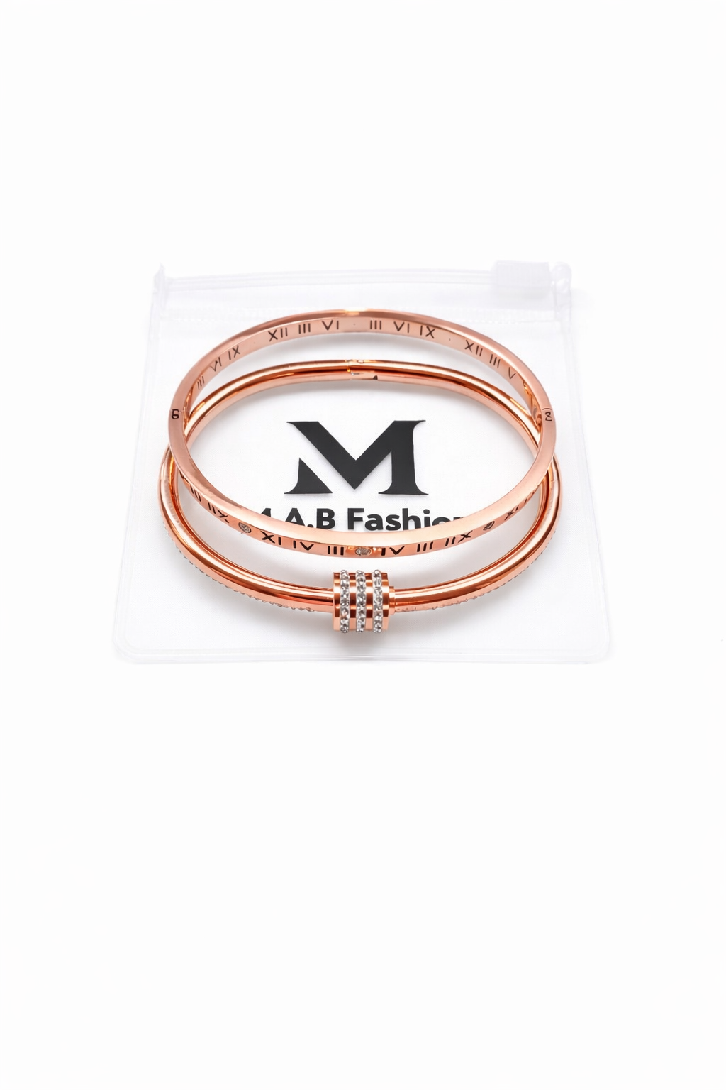 Gisele Collection 18k Gold plated stainless steel Roman numeral and cubic Screw Inlaid Ziconia set