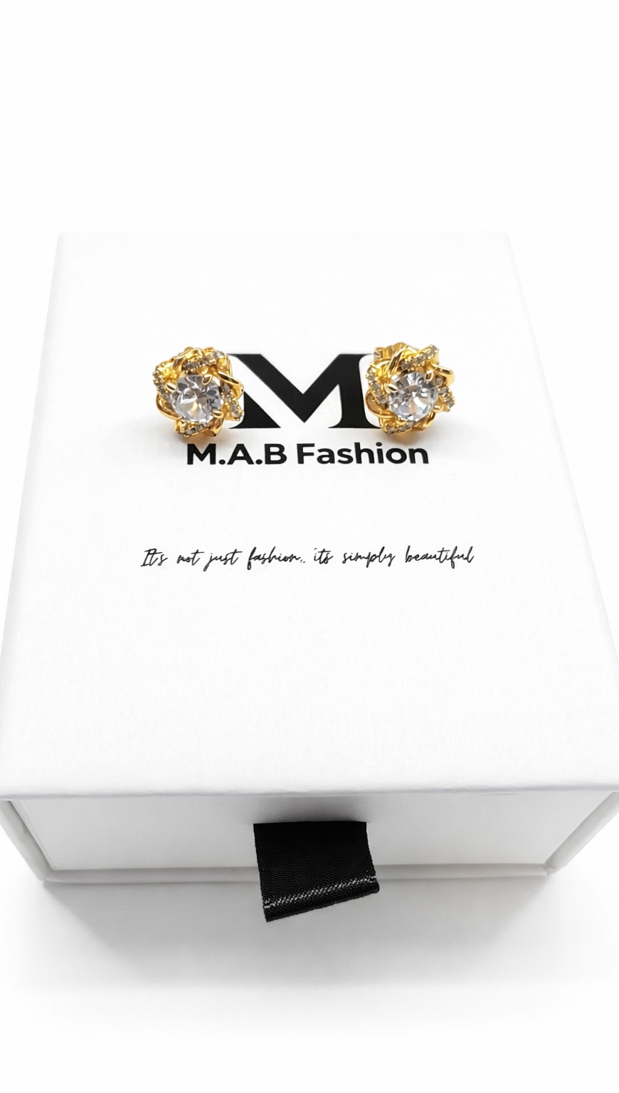 Anna Collection 14k Plated Flower Earrings